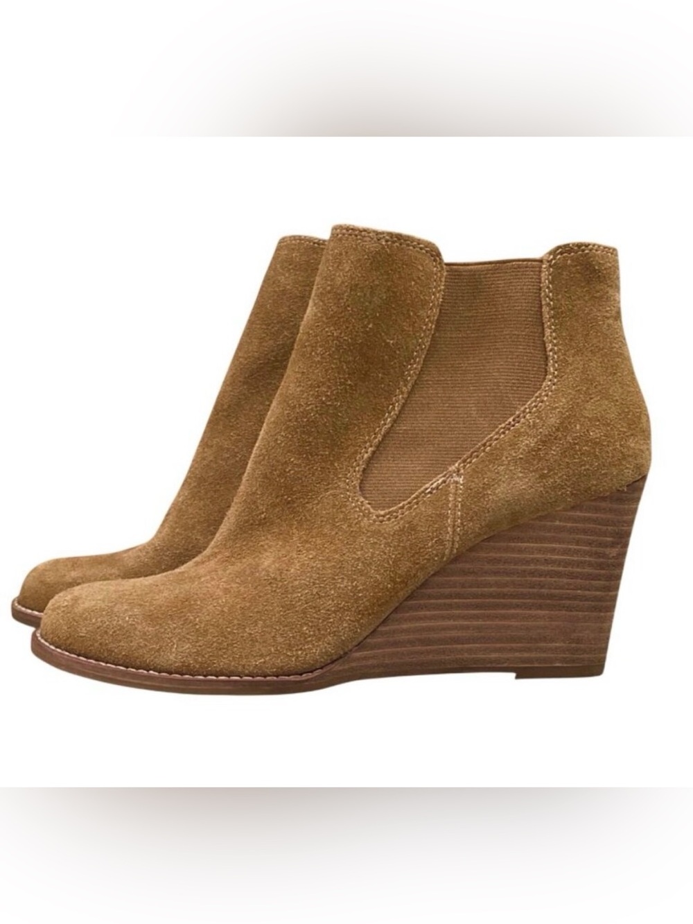 Lucky Brand Suede Wedge Ankle Boots in Tan